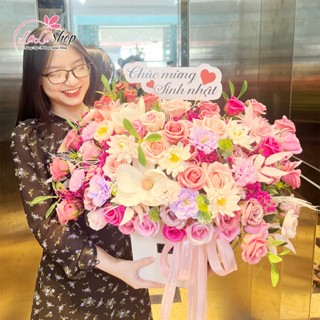   HỎA TỐC  Giỏ hoa sáp thơm cao cấp Lala tặng ngày Doanh Nhân ngày của Cha Mẹ 8 3,20 10 20 11 