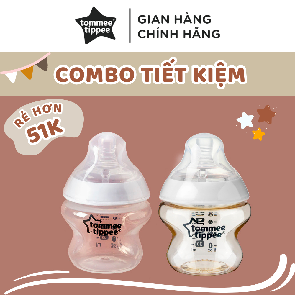 COMBO Bình sữa PPSU ty siêu mềm tự nhiên Tommee Tippee Closer to Nature 150ml & Bình sữa ty siêu mềm tự nhiên 150ml