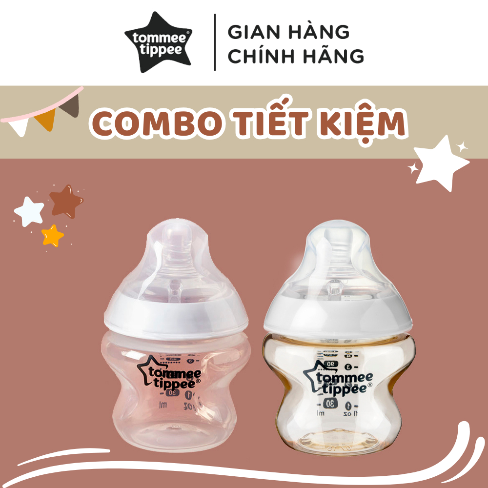 COMBO Bình sữa PPSU ty siêu mềm tự nhiên Tommee Tippee Closer to Nature 150ml & Bình sữa ty siêu mềm tự nhiên 150ml