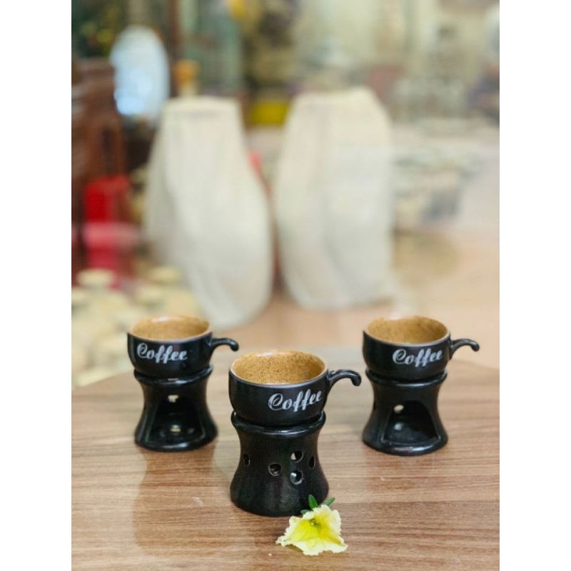 Đèn đốt tinh dầu bằng nền kiểu ly Coffee