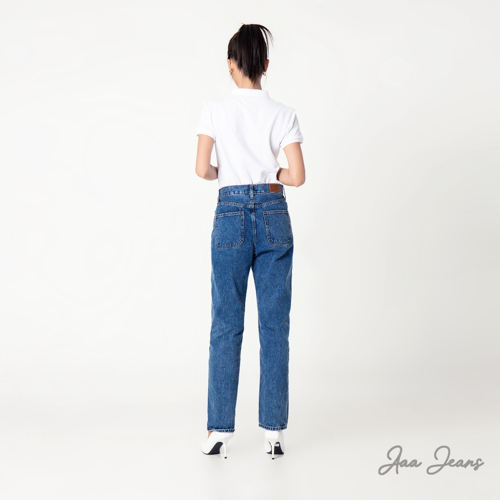 Quần jean ống đứng nữ lưng cao classic straight Aaa Jeans