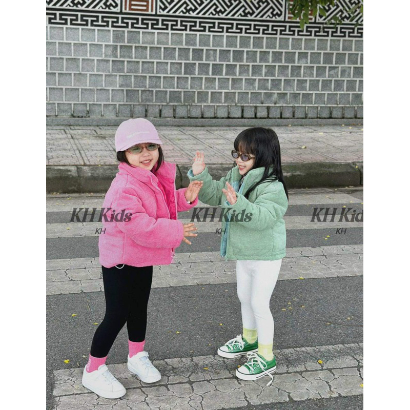 Áo khoác phao nhung tăm cho bé gái 10 đến 40kg