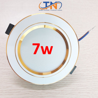 Đèn led âm trần 7w viền vàng sang trọng 3 chế độ - Phi 90