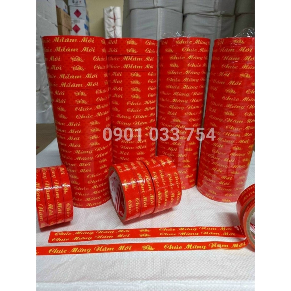 Combo 5 cây  Băng  keo chúc mừng năm mới, BĂNG DÍNH, BĂNG KEO GÓI QUÀ TẾT