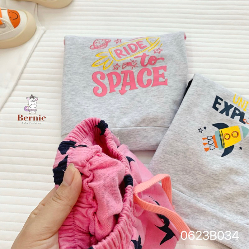 Bộ nỉ da cá bé trai/bé gái hoạ tiết sao MS007.1110