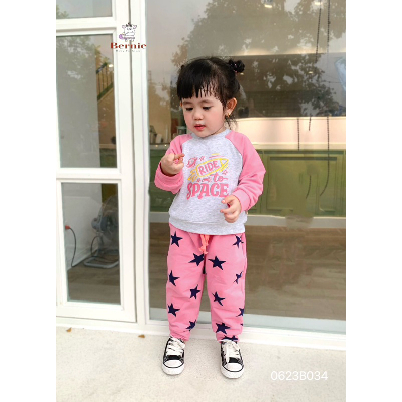 Bộ nỉ da cá bé trai/bé gái hoạ tiết sao MS007.1110