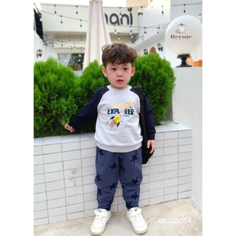 Bộ nỉ da cá bé trai/bé gái hoạ tiết sao MS007.1110