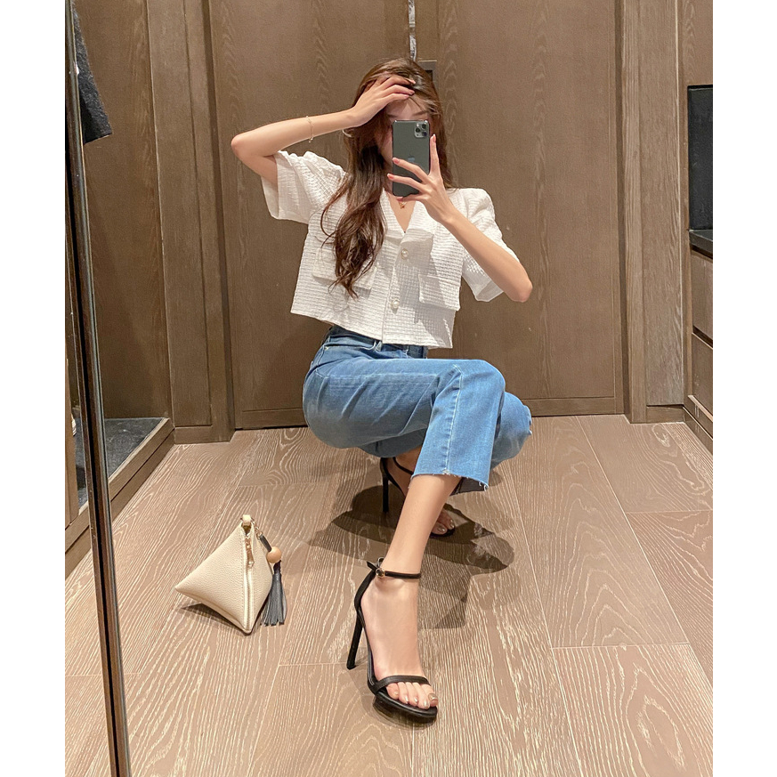 Giày cao gót sandal quai mảnh công sở gót nhọn 7-8cm cho nữ Rosafashion Mã RF.0002