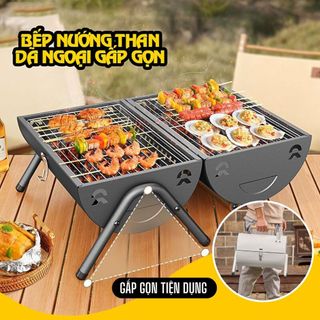 Bếp Nướng Than Dã Ngoại BBQ Gấp Gọn ONEBI Tặng Vỉ Nướng, Khay Than, Dùng Đi Dã Ngoại, Tiệc Gia Đình