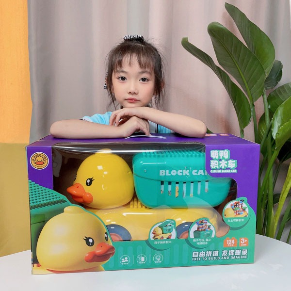 Xe Ôtô Đồ Chơi Máy Xúc,Khủng Long,Vịt Có Thùng Chở Lego Với 124 Chi Tiết Đi Kèm Cho Bé Từ 1-6 Tuổi Lắp Ráp Sáng Tạo
