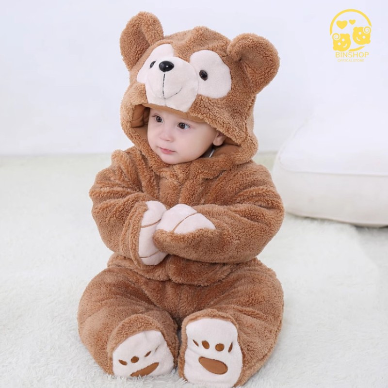 Bodysuit cho bé dài tay chất Nỉ Nhung mềm mại ấm áp,Áo liền quần dài tay, Mẫu quần áo sơ sinh cho bé trai bé gái 0-17M