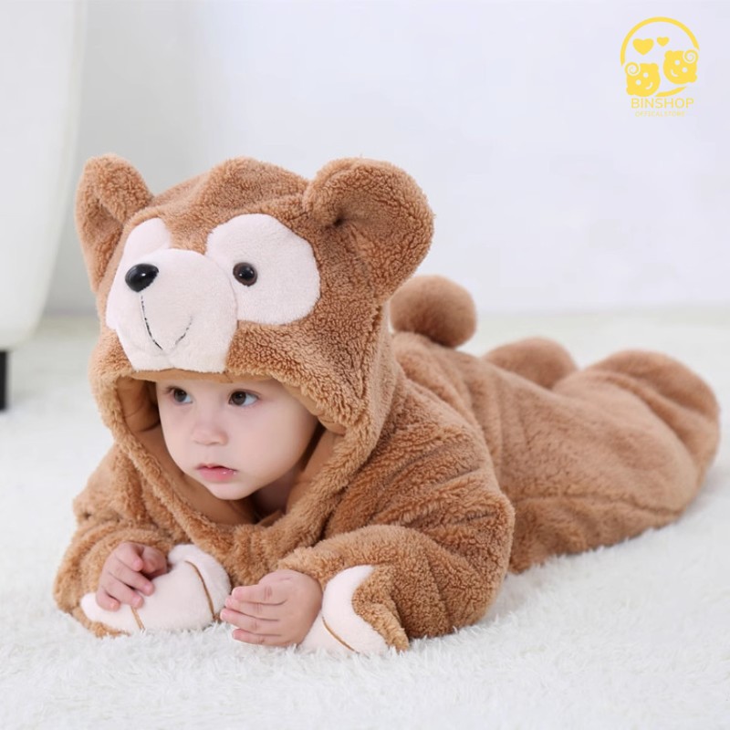 Bodysuit cho bé dài tay chất Nỉ Nhung mềm mại ấm áp,Áo liền quần dài tay, Mẫu quần áo sơ sinh cho bé trai bé gái 0-17M