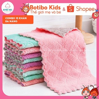 Com 10 khăn đa năng lau tay, khăn lau nhà bếp, khăn lau kính, lau bát botibo kids