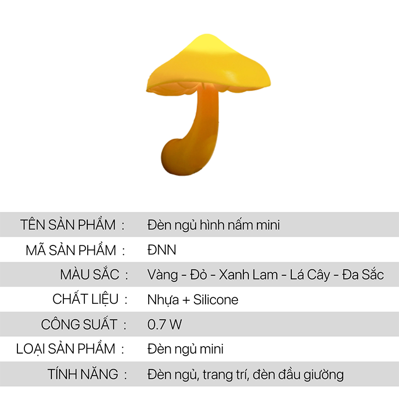Đèn Ngủ Cảm Ứng Hình Nấm Đèn led Mini Nhiều Màu Đa Sắc Đèn Mini Trang Trí Đầu Giường ĐNN