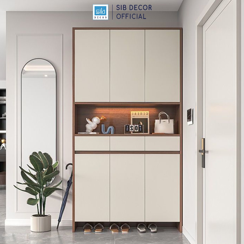 Tủ Giày Gỗ Đa Năng SIB Decor Đặt Tại Lỗi Vào Phòng Khách