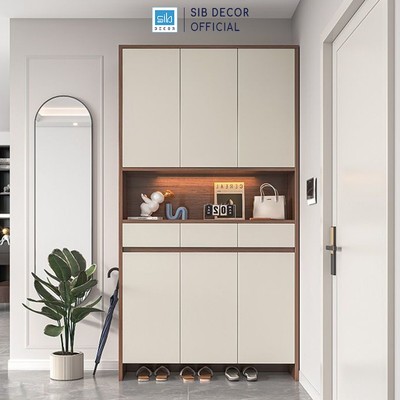 [Chỉ giao lắp tại TP.HCM] Tủ Giày Đa Năng SIB Decor KG60/KG62 Màu Trắng/Oak/Walnut Có Đèn LED. Gỗ Chống Ẩm Chuẩn An Toàn