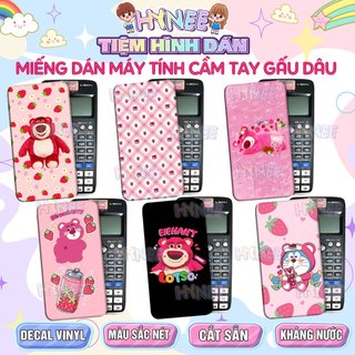 Miếng dán máy tính casio 580 gấu dâu lotso - skin máy tính casio 580 - vinacal - flexio - sticker gấu dâu dễ thương