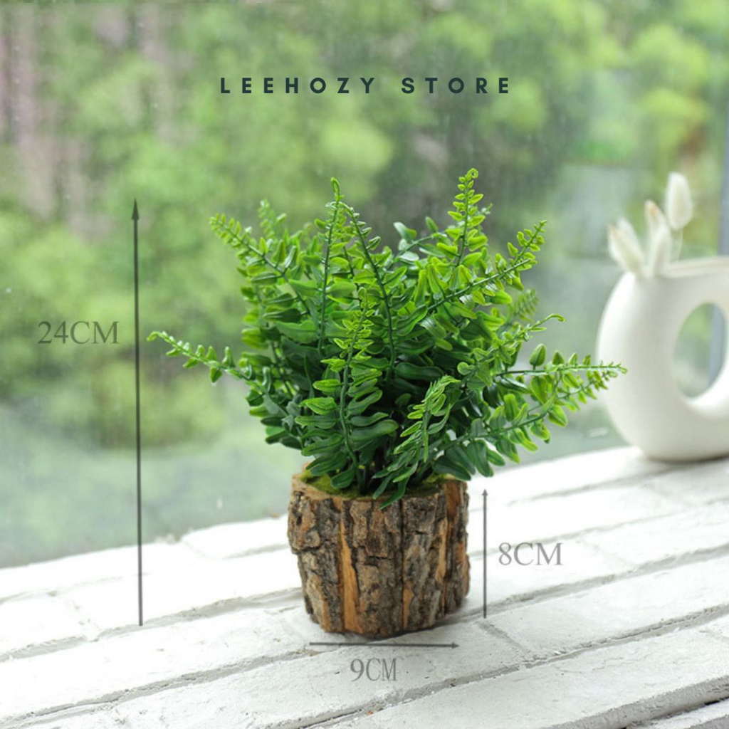 Chậu Giả Decor Thân Gỗ, Chậu Cây Decor Trang Trí Nhà Cửa, Cây Nhân Tạo