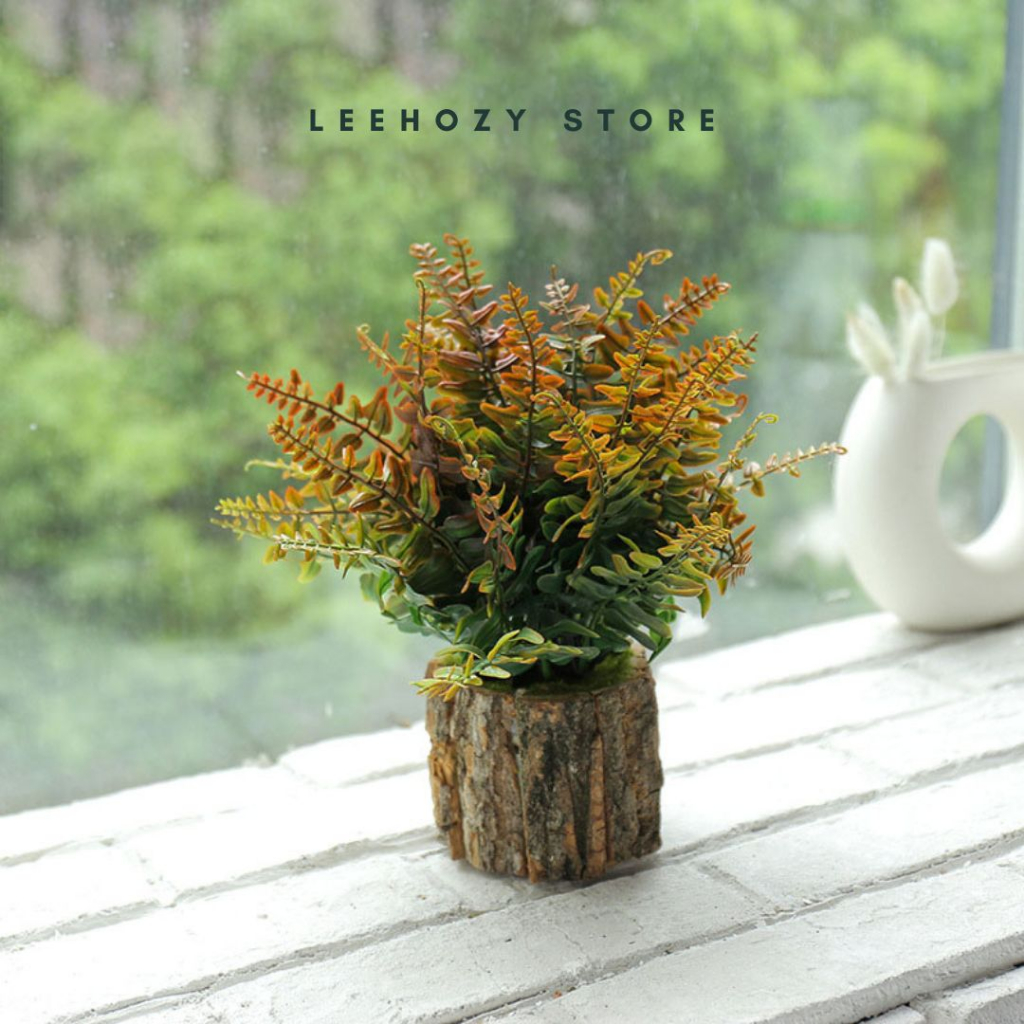 Chậu Giả Decor Thân Gỗ, Chậu Cây Decor Trang Trí Nhà Cửa, Cây Nhân Tạo