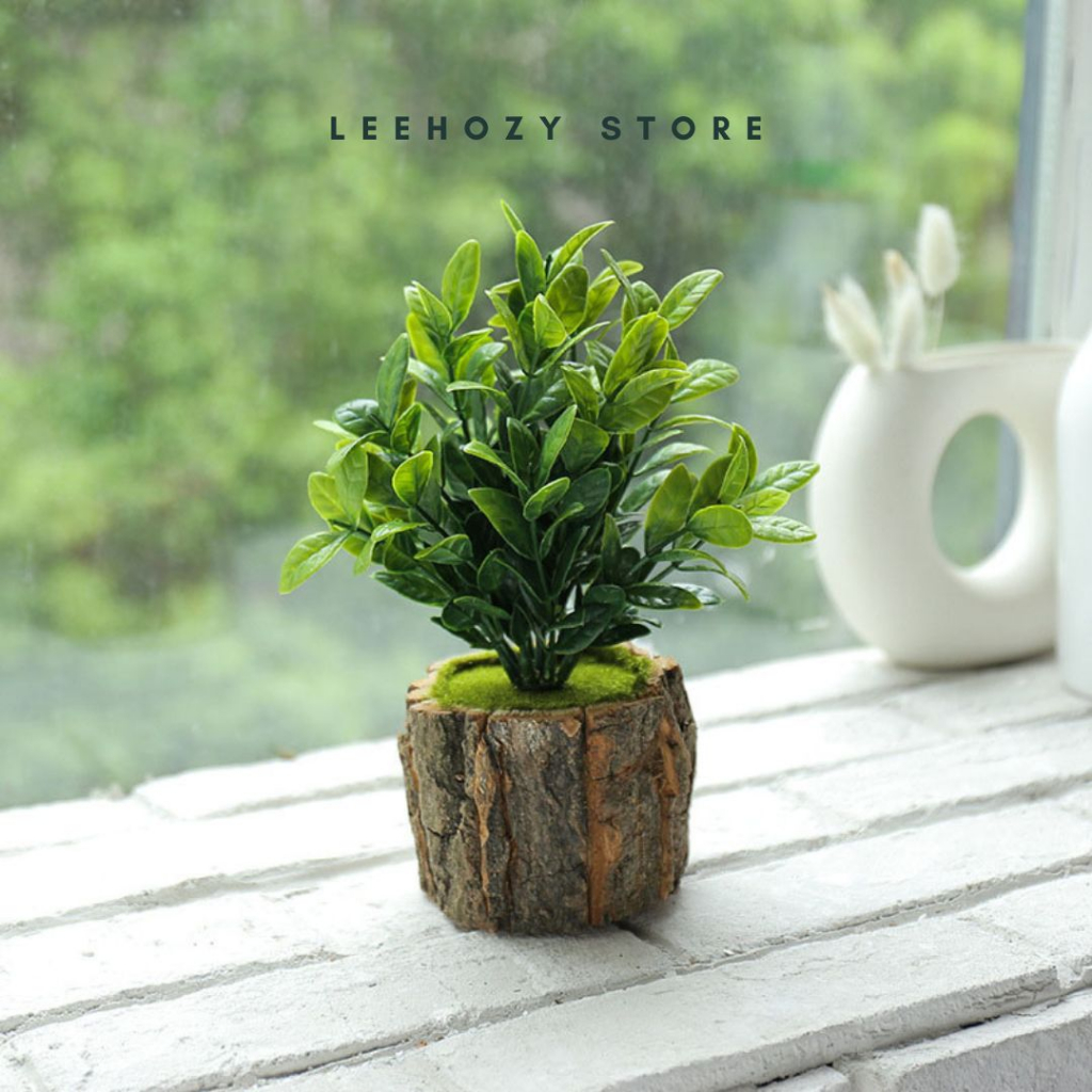 Chậu Giả Decor Thân Gỗ, Chậu Cây Decor Trang Trí Nhà Cửa, Cây Nhân Tạo