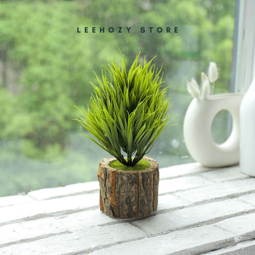 Chậu Giả Decor Thân Gỗ, Chậu Cây Decor Trang Trí Nhà Cửa, Cây Nhân Tạo