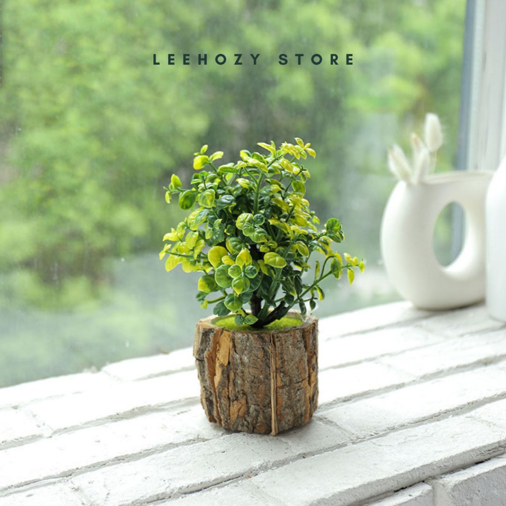 Chậu Giả Decor Thân Gỗ, Chậu Cây Decor Trang Trí Nhà Cửa, Cây Nhân Tạo