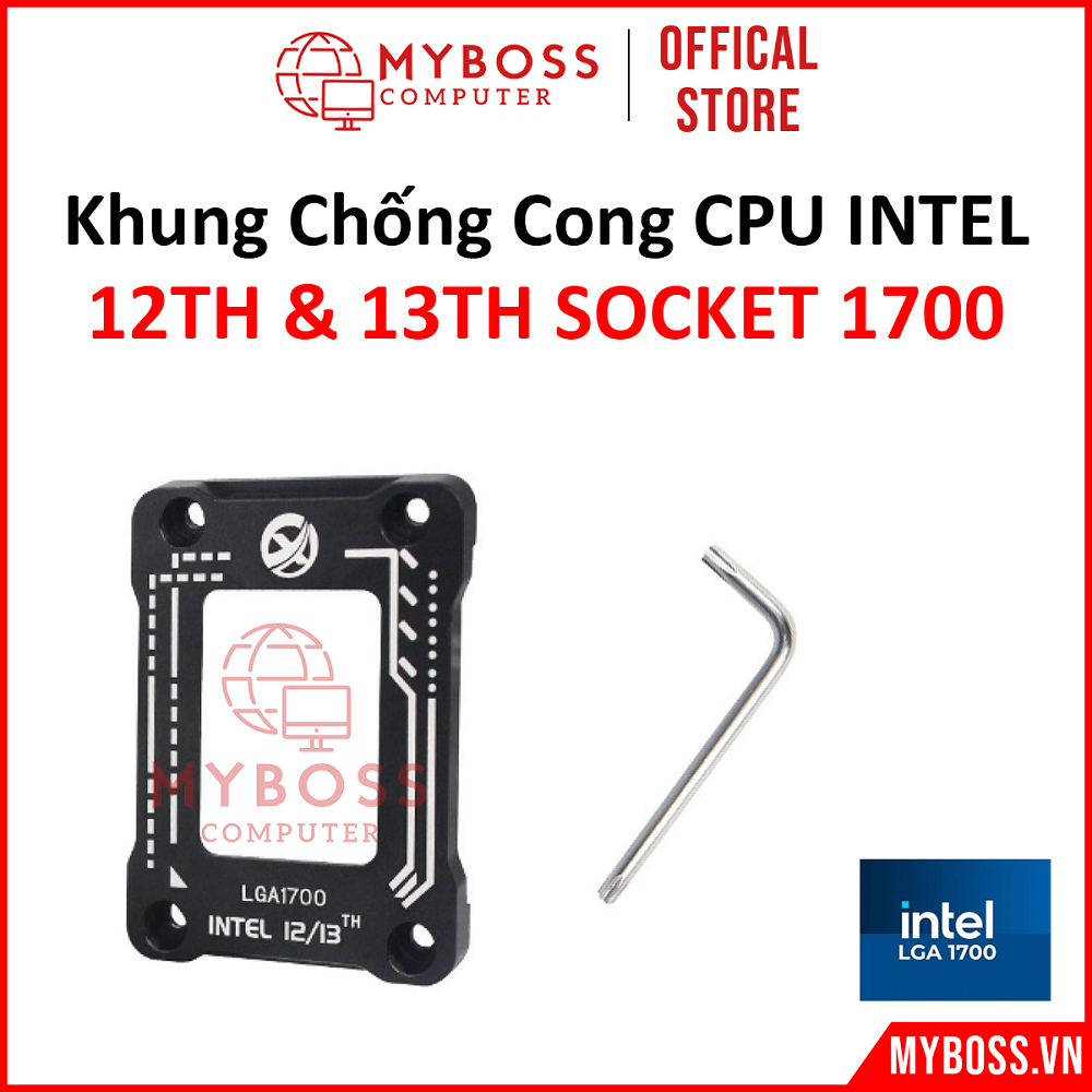 Khung chống cong CPU Intel Gen 12th/ 13th, LGA1700, Có Đệm Cao Su - Tặng Kèm Tua Vít Chữ L