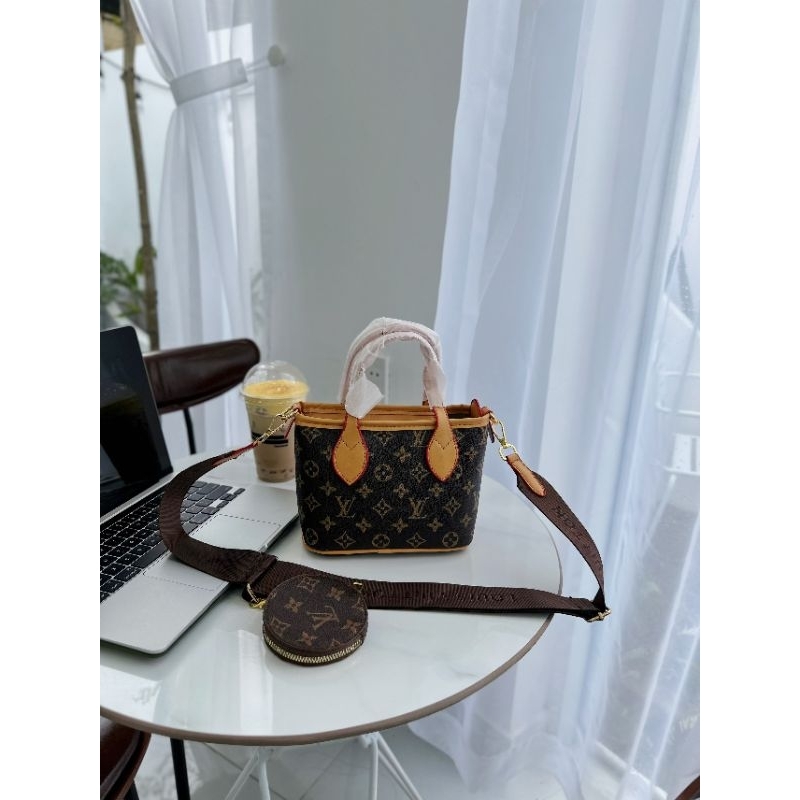 Túi lv neverfull mini kèm ví tròn dây bảng sang chảnh 20cm