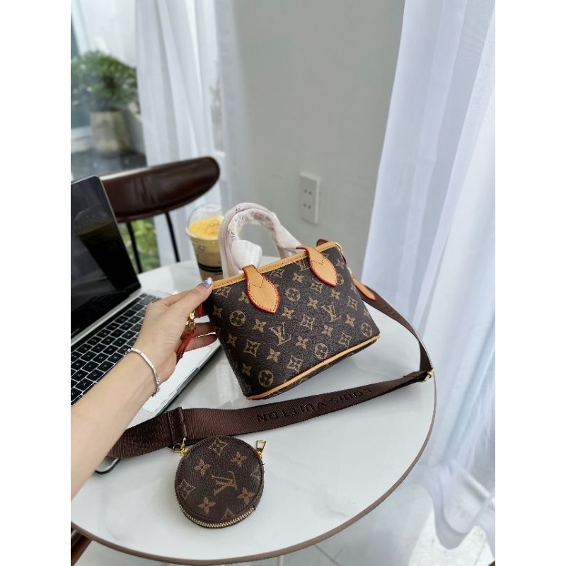 Túi lv neverfull mini kèm ví tròn dây bảng sang chảnh 20cm