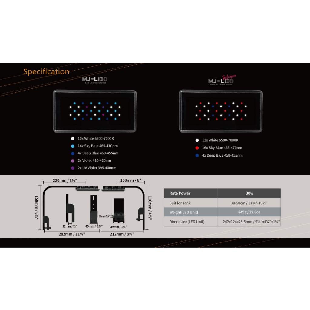 Đèn led chuyên dụng cho hồ cá biển | Maxspect MJ-165 và Maxspect MJ-130