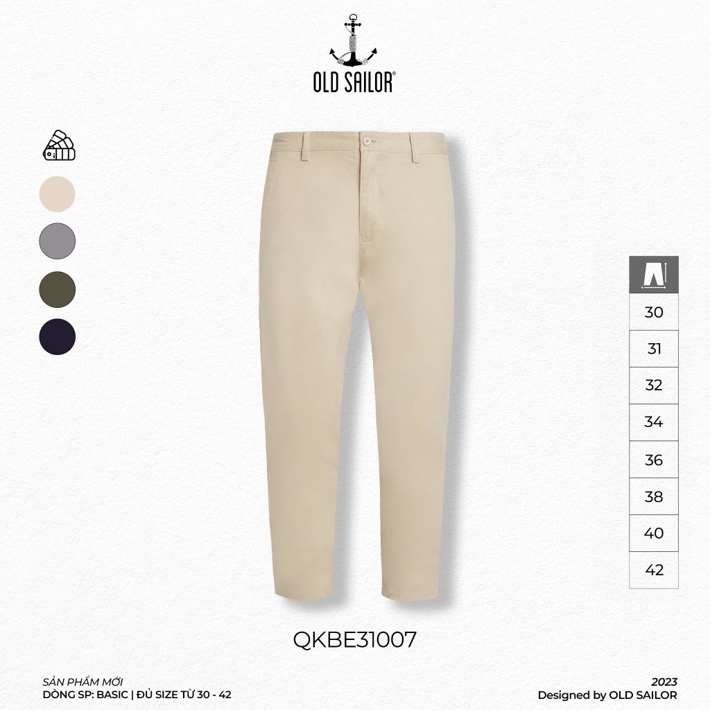 Quần kaki basic nam form slim-fit Old Sailor - QKDE31007 - Big size upto 42 - 31007