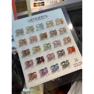 Set sơn gel mắt mèo kim cương 24 màu Vendeeni cao cấp C15 tặng kèm bảng màu