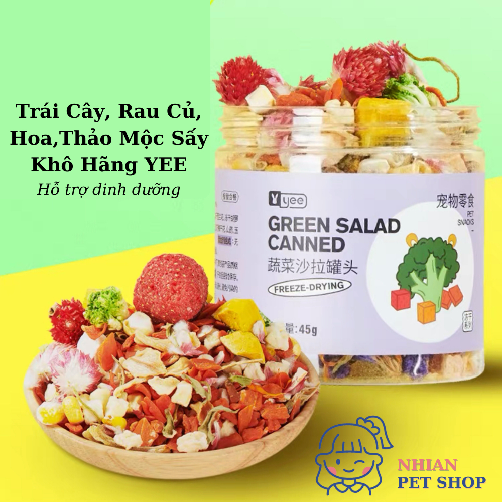 Thức Ăn Dặm Dinh Dưỡng Hãng YEE Hamster Sóc Bay Nhím Thỏ Trái Cây Rau Củ Quả Thảo Mộc