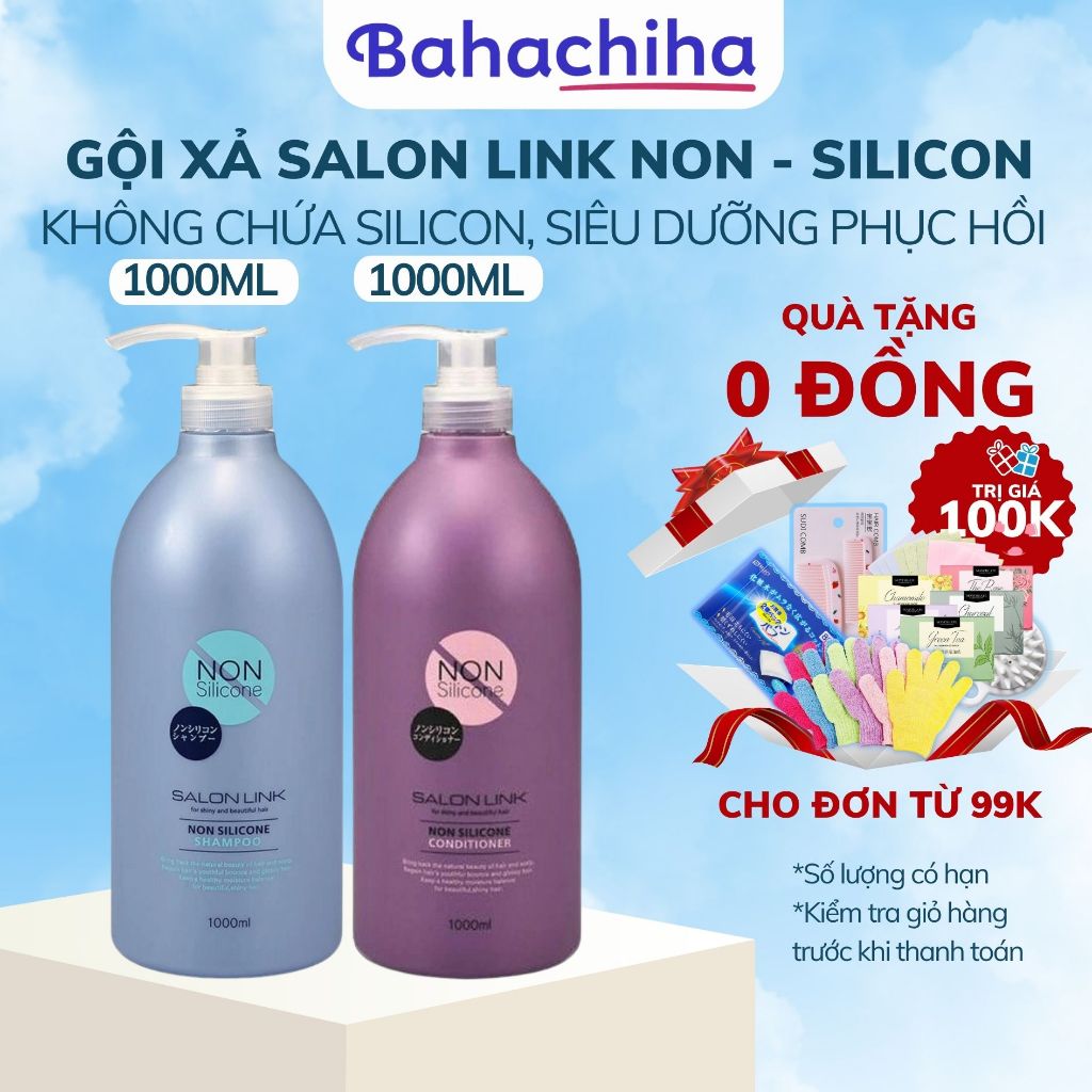 Dầu gội xả Salon Link Nhật Bản không chứa Silicone chuyên dùng cho tóc khô hư tổn uốn nhuộm - Bahachiha