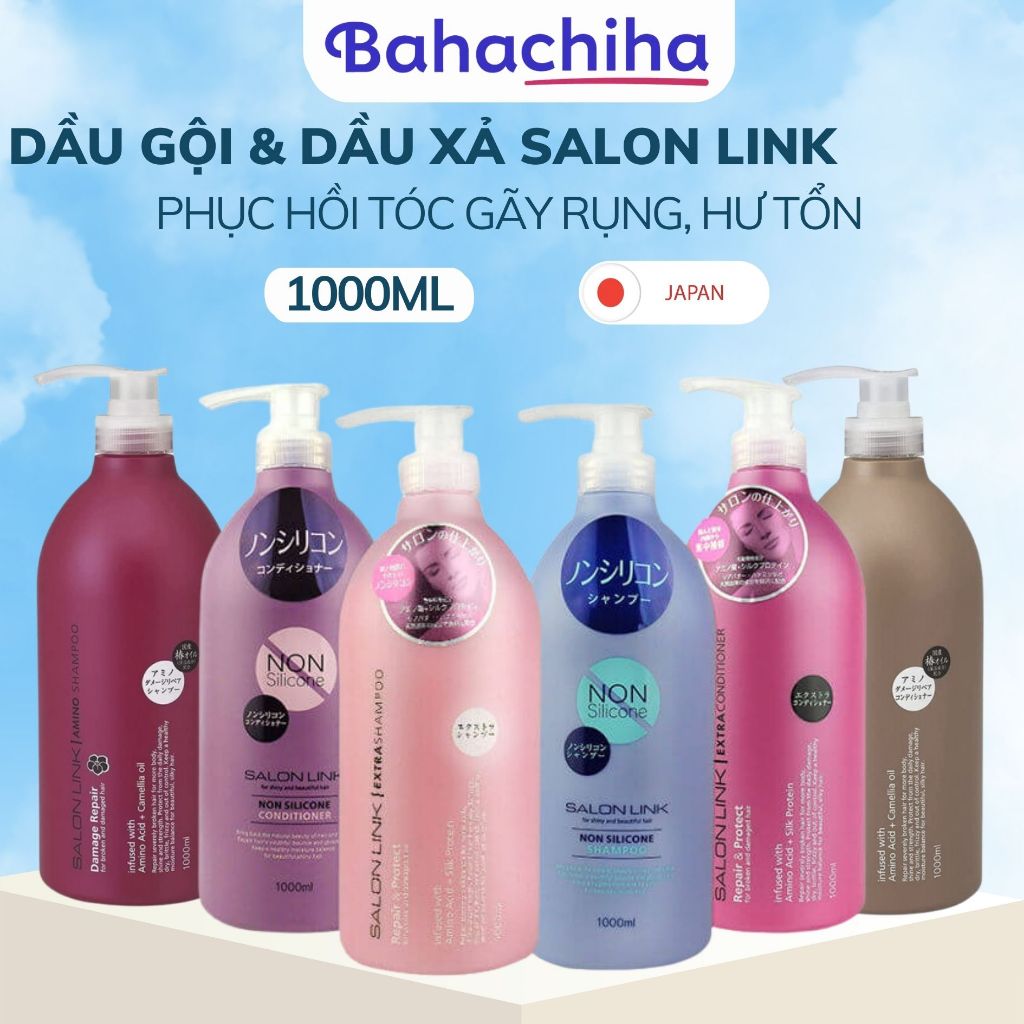 Bộ dầu gội xả Salon Link siêu dưỡng phục hồi tóc hư tổn cho tóc nhuộm và tóc thường không chứa silicone - Bahachiha