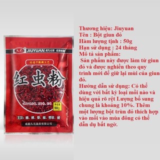 Mồi câu cá chép, trôi, trắm, diếc bột trùng đỏ - trùng chỉ để trộn mồi câu cá diếc chép rô