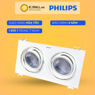 Đèn âm trần đôi chỉnh hướng 2x9w ánh sáng vàng, trung tính gd100b philips - elmall