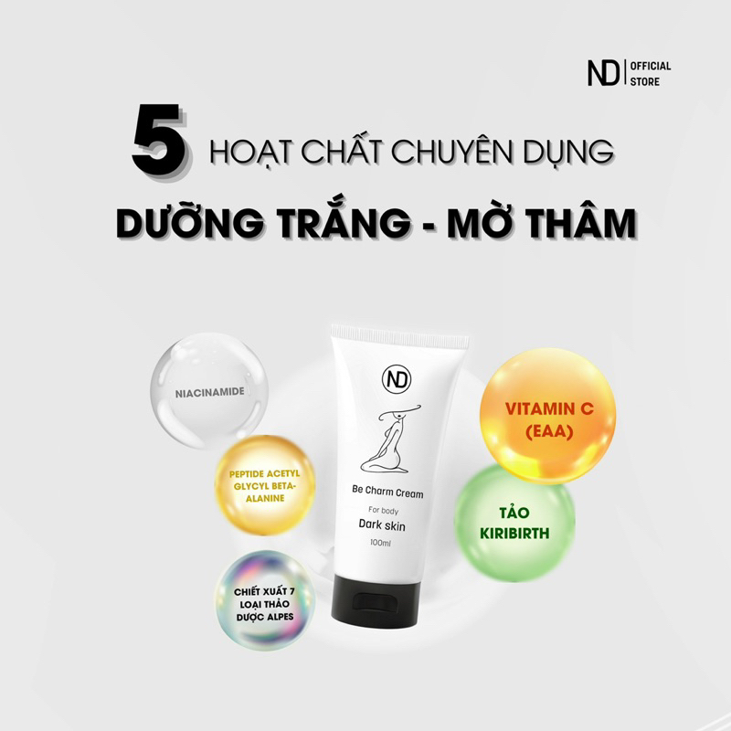 Thâm mông Be Charm Cream giảm thâm body nách mông bẹn đầu gối khuỷu tay nhũ hoa giảm thâm mụn mông