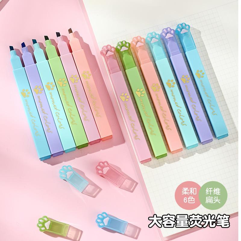 Bút highlight 6 màu vuốt mèo cute