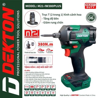 Máy siết bulong dekton 380n.m / m21-iw380ncp / chân pin phổ thông makita / dòng compact wrench - thân nhỏ gọn