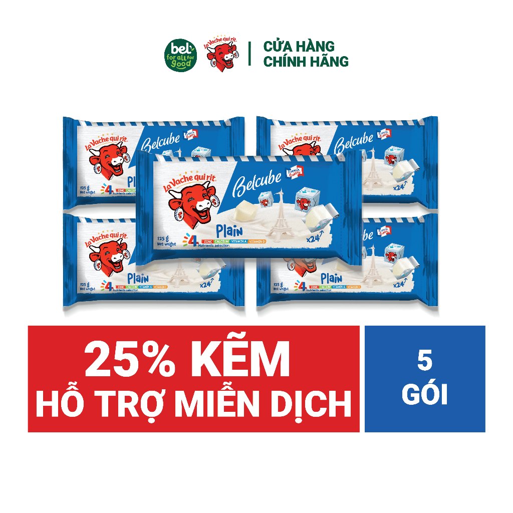 Combo 5 gói Phô Mai Vuông Belcube vị truyền thống – 24 viên