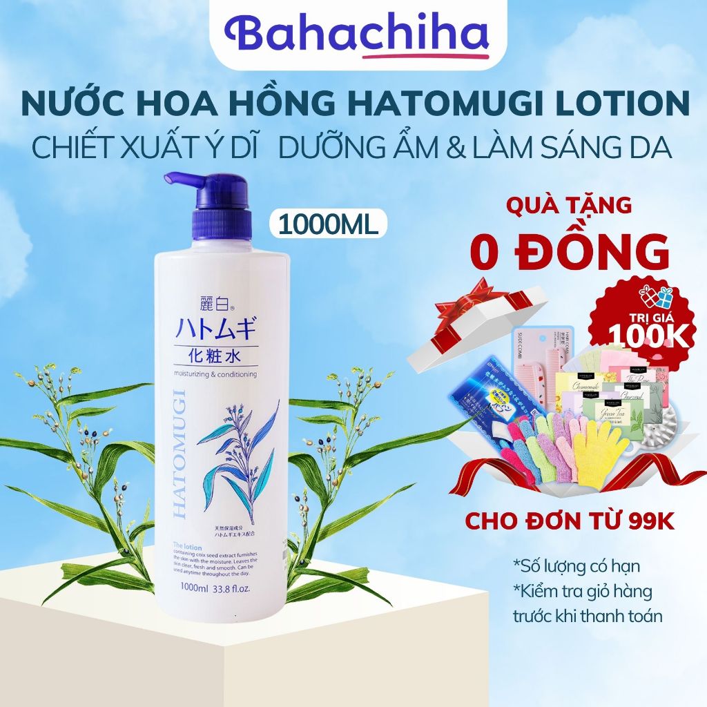 Nước hoa hồng Ý Dĩ dưỡng sáng, chống lão hóa Reihaku Hatomugi Moisturizing & Conditioning Lotion 1000ml - Bahachiha