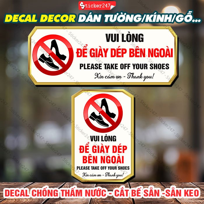 Biển Báo Để Giày Dép Bên Ngoài 🌈𝑭𝒓𝒆𝒆𝒔𝒉𝒊𝒑 Decal Bảng Để Giày Dép Bên Ngoài - Sticker Decor Dán Kính, 