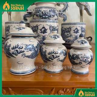 [4 CỠ] Choé thờ men rạn Bát Tràng loại I, Hũ đựng muối gạo nước thờ cúng chất liệu gốm sứ