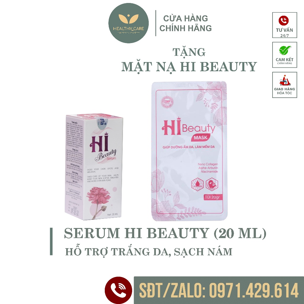Serum- Hi Beauty Trắng Da, Sạch Nám Tặng Mask Hi Beauty [CHÍNH HÃNG] Lọ 25ml