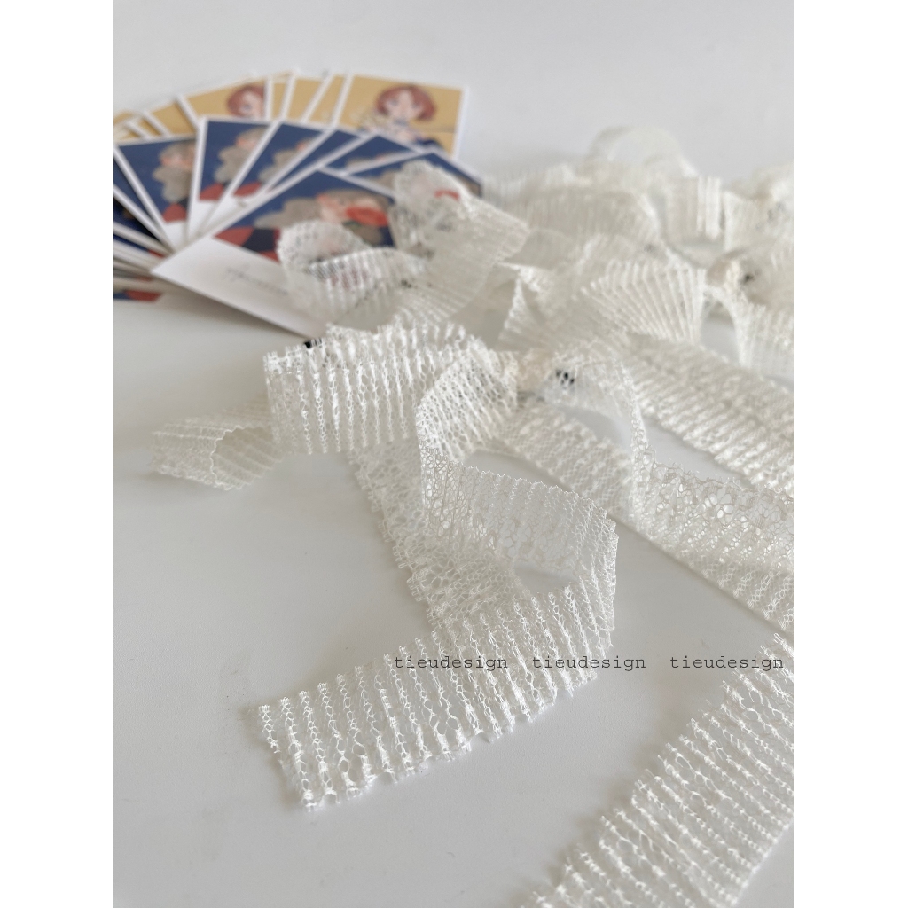 Kẹp tóc nơ ren trắng by Tieudesign