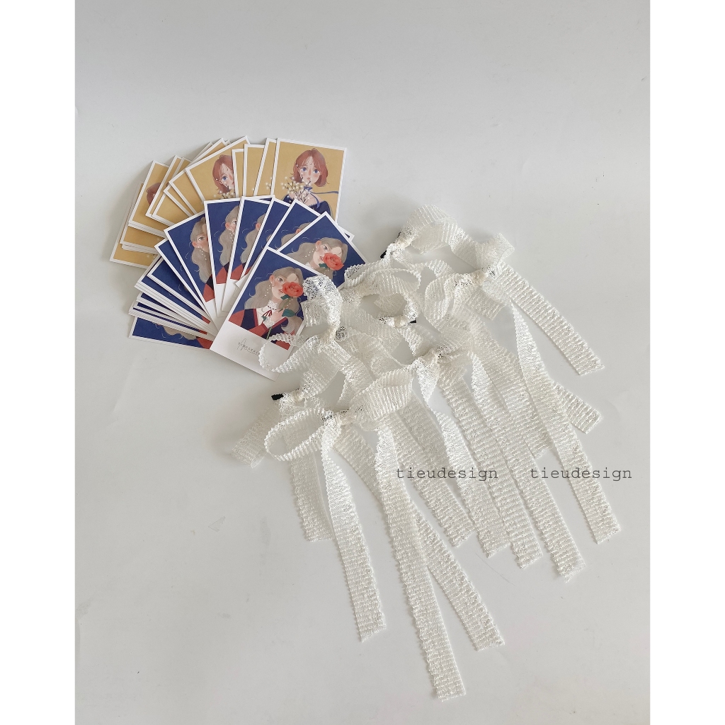 Kẹp tóc nơ ren trắng by Tieudesign