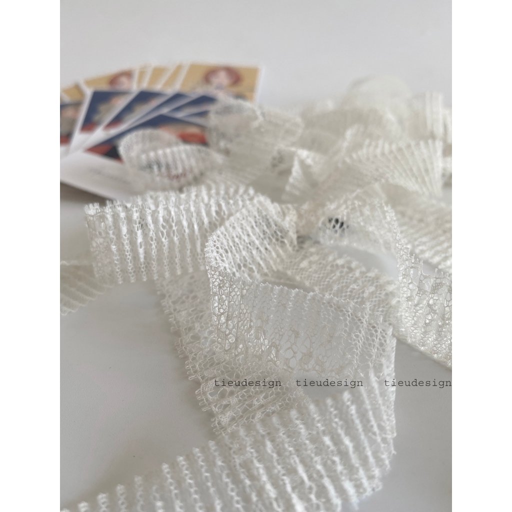 Kẹp tóc nơ ren trắng by Tieudesign