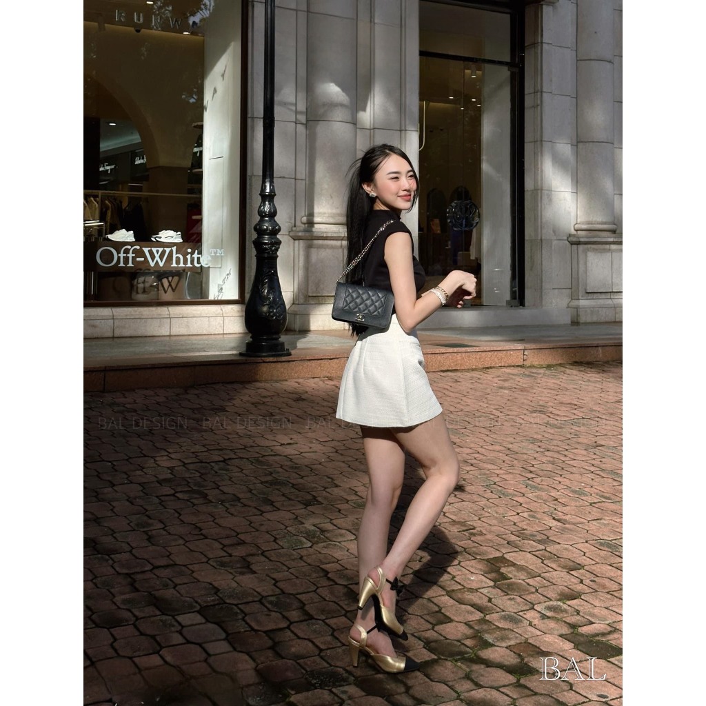 Set váy chữ A kèm áo tag hoa , set đồ đi chơi