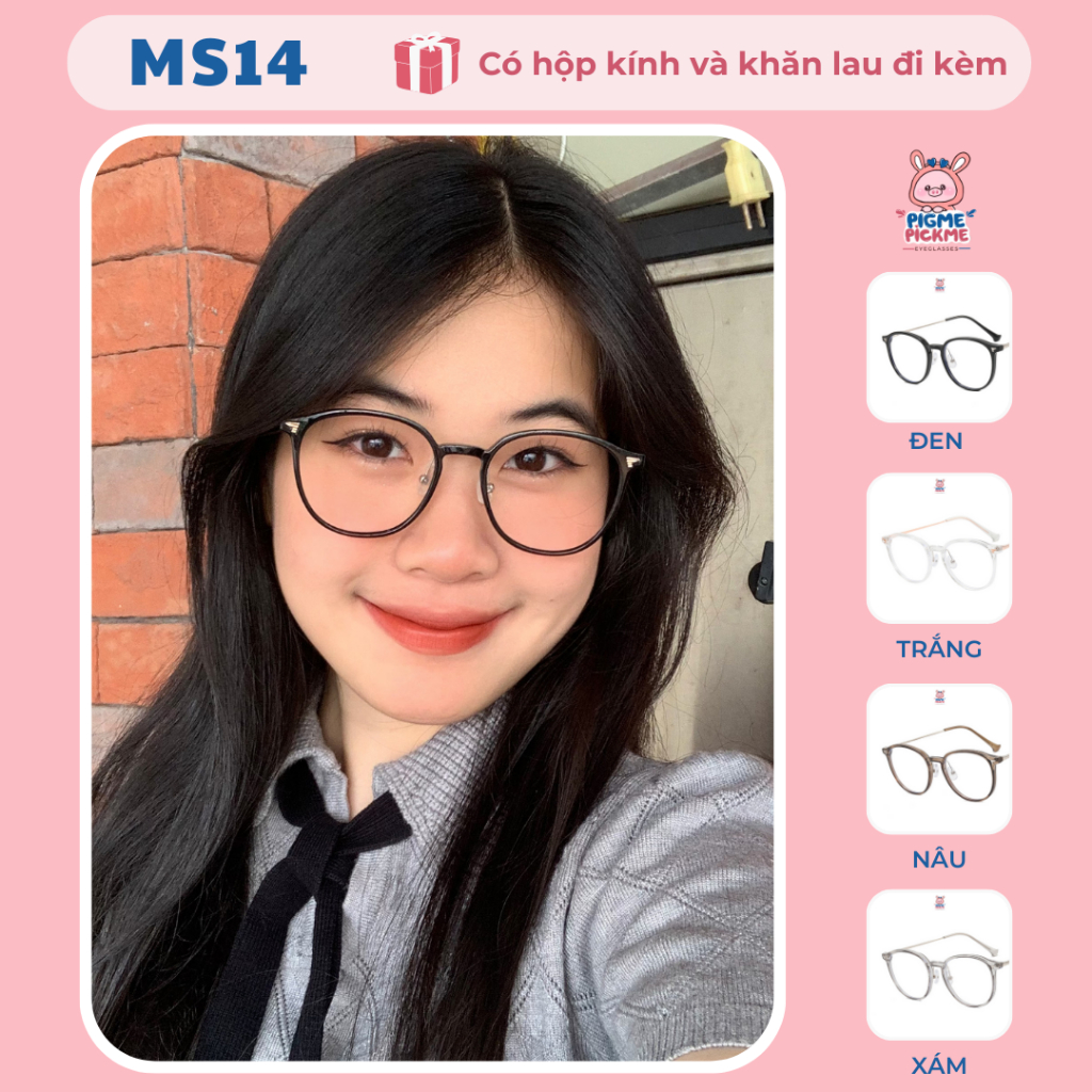 Gọng kính cận nữ siêu nhẹ chất liệu nhựa khung kim loại kiểu dáng thời trang MS14